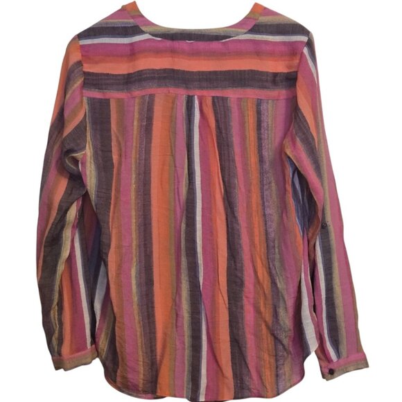 Zac & Rachel Women’s Large Striped Button Front Blouse Multicolor Long Sleeve - Picture 2 of 8